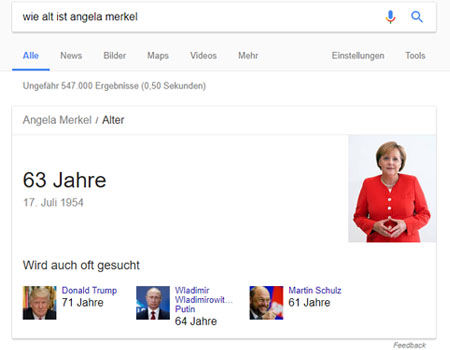Info-Boxes von Google